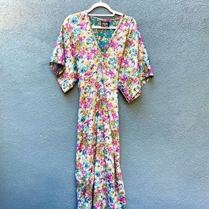 Floral floor length gown with butterfly sleeves